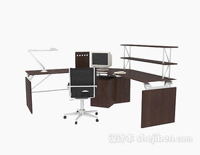 辦公桌與辦公用具組合3D模型下載指南